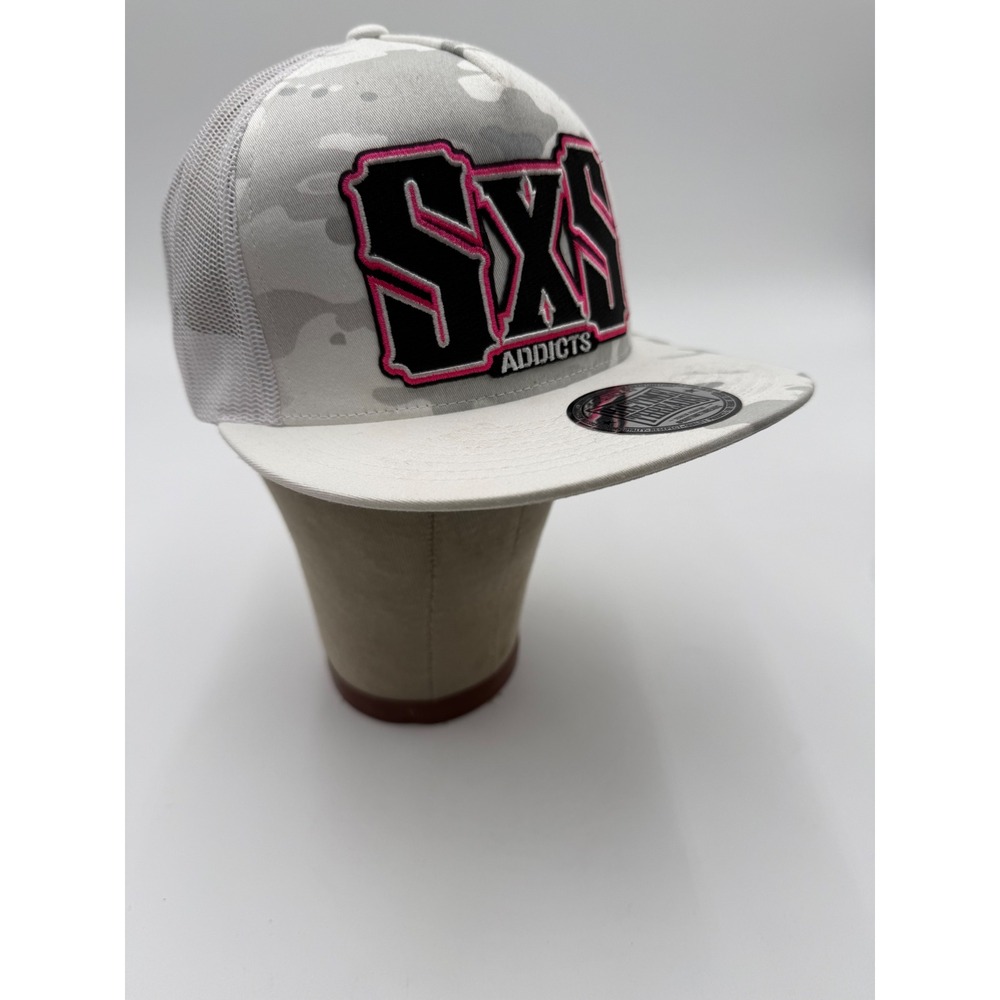 Bigtime Threads SXS Addicts Hat Mens OSFM White Camo Excellent Snapback Cap